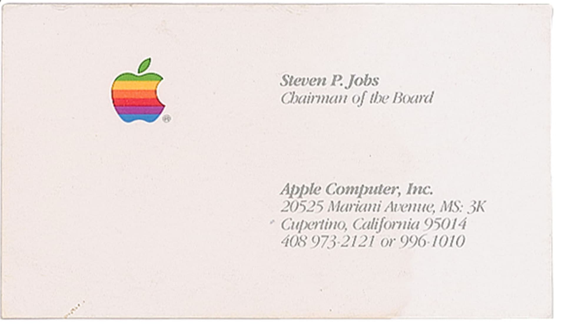 Il biglietto da visita di Steve Jobs oggi vale più di un iPad Air