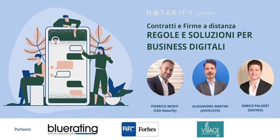 Contratti e firme a distanza, oggi il webinar-convegno di Notarify