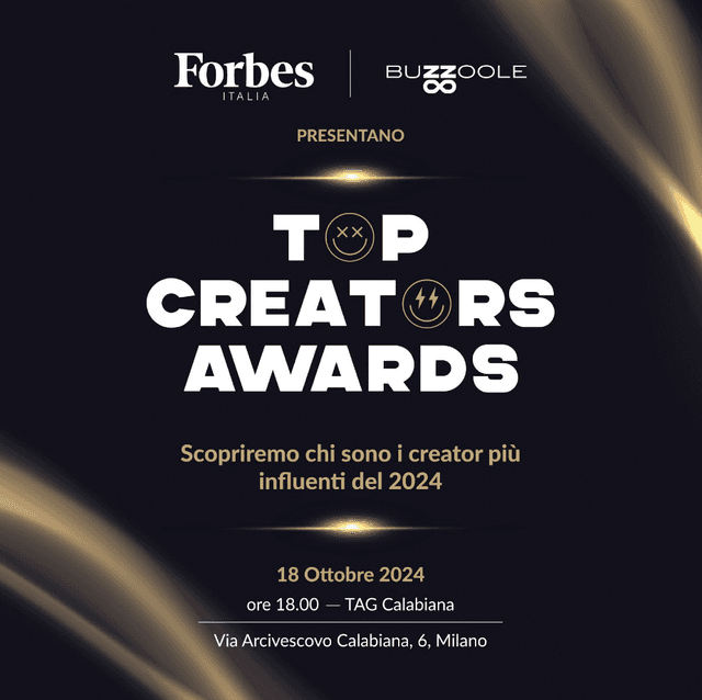 Forbes e Buzzoole presentano  la seconda edizione dei Top Creators Awards, l’evento che premia i migliori creator italiani