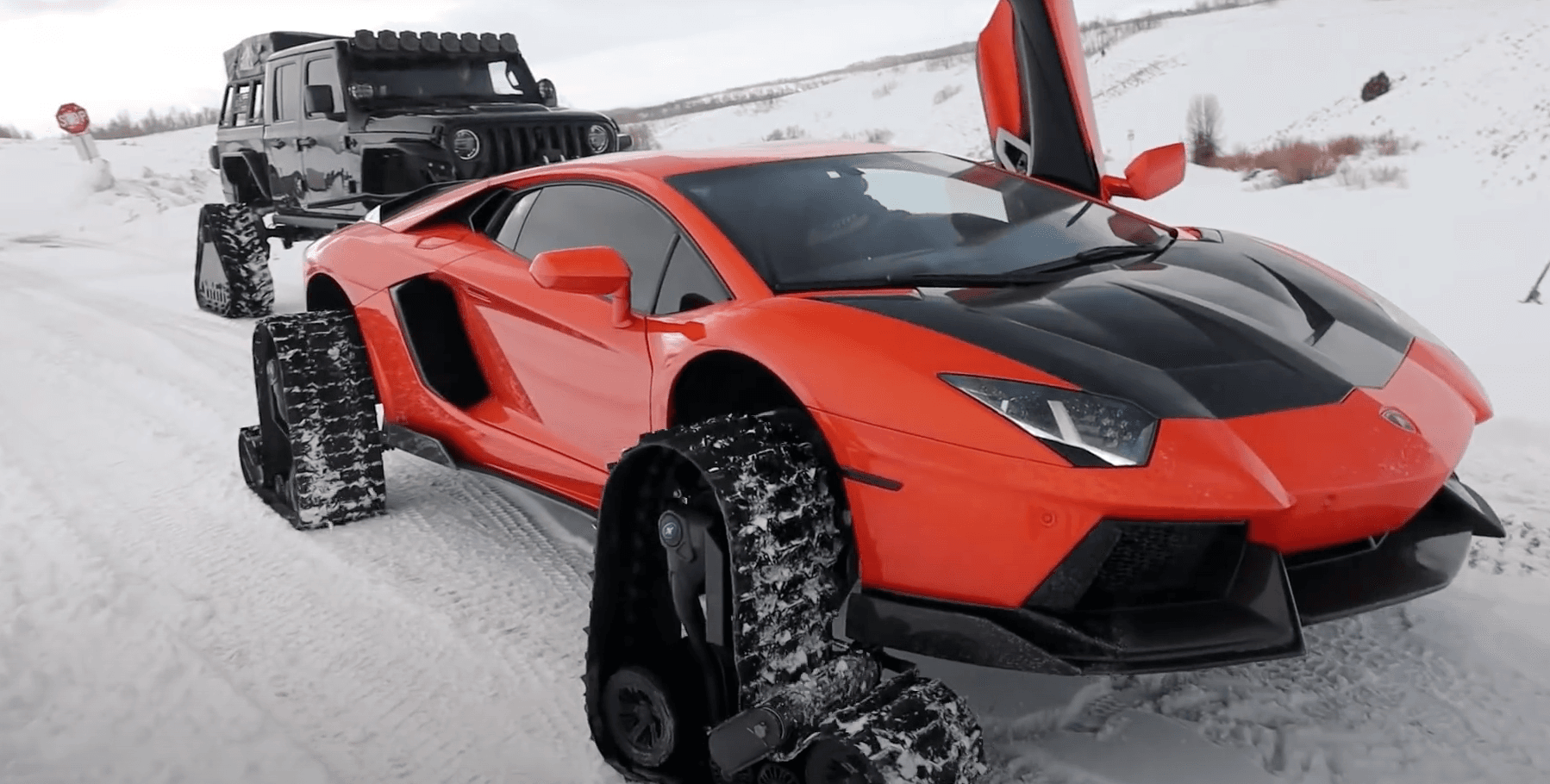 Una Lamborghini in alta quota: la Aventador diventa un gatto delle nevi