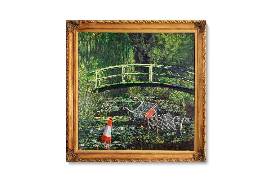Banksy Show me the Monet, ninfee impressioniste