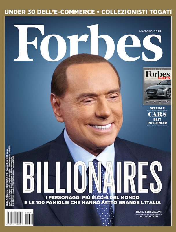 La copertina di Forbes vol.7 maggio 2018 dedicata a Silvio Berlusconi